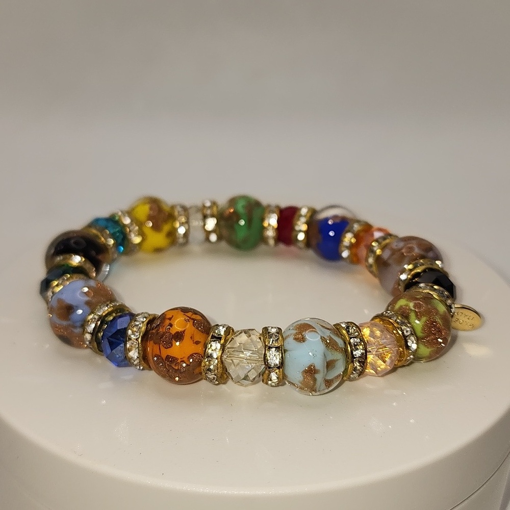 Murano Glass Colorful Stretchy Beaded Bracelet